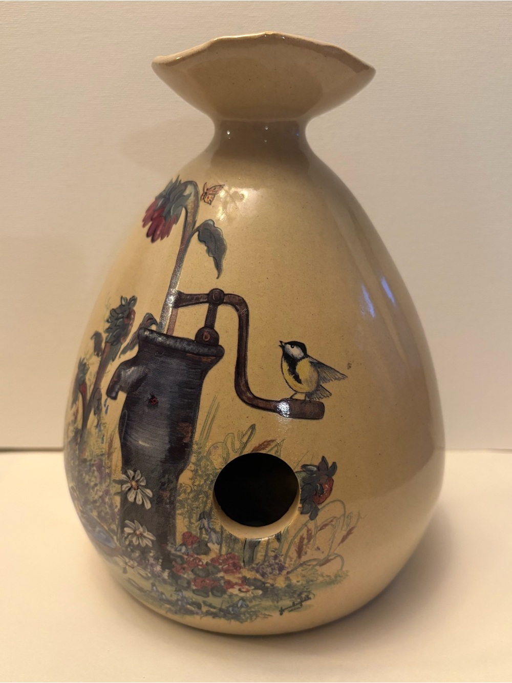 Vintage Yesteryears Marshall Texas Pottery Birdhouse Hand Turned USA